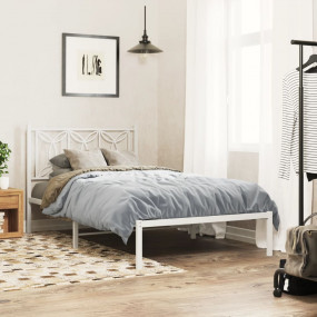 Bed Frame White Steel 39.4 x 78.7 in Modern Single Bed