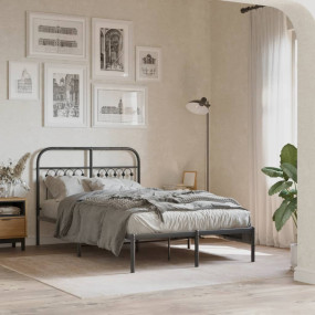 Bed Frame Black Steel Small Double Bed Frame Rectangula...