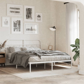 Bed Frame White Steel King Metal Bed Frame Rectangular ...