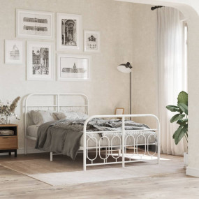 Bed Frame White Steel Full Bed Frame Rectangular Modern