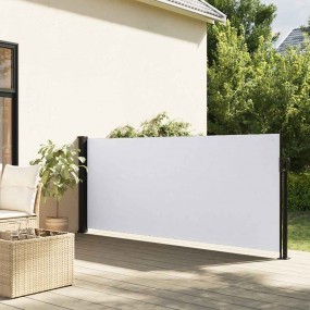 Retractable Side Awning White 100% Polyester with PU Co...