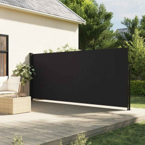 Retractable Side Awning Black Polyester, Steel, Aluminu...