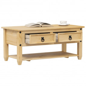 Coffee Table Honey Brown Solid Pine Wood, Engineered Wo...