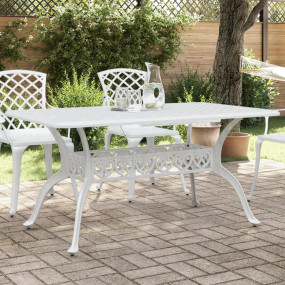 Garden Table White Cast Aluminum 59.1 x 35.4 x 28.3 in ...