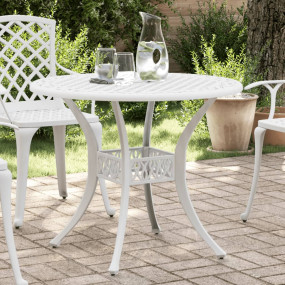 Garden Table White Cast Aluminum Medium Durable Garden ...