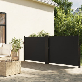 Retractable Side Awning Black 100% Polyester with PU co...