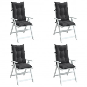 Highback Chair Cushion Set of 4 Melange Charcoal 100% P...
