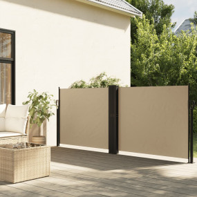 Retractable Side Awning Beige Polyester with PU coating