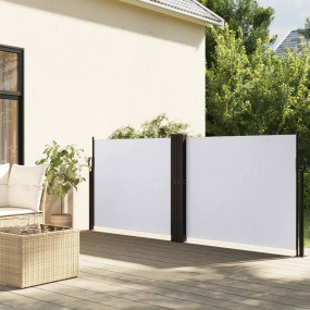 Retractable Side Awning White 100% polyester with a PU ...