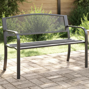 Garden Bench Black Powder-Coated Steel Standard Durable