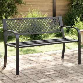 Garden Bench Black Steel 47 inches Width Durable Garden...