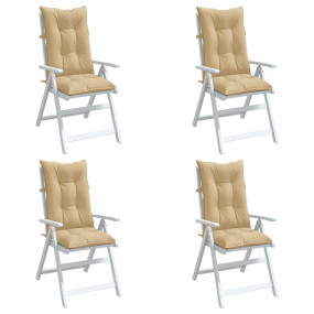 Highback Chair Cushion Set of 4 Melange Beige 100% poly...
