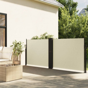 Retractable Side Awning Cream 100% polyester with PU co...