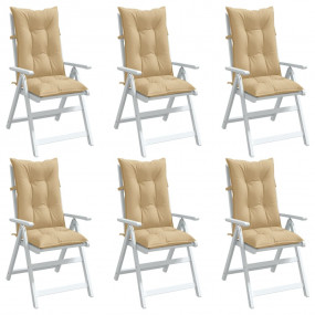 Highback Chair Cushion Set of 6 Melange beige 100% poly...