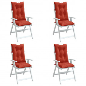 Highback Chair Cushion Set of 4 Melange Red 100% Polyes...