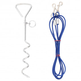 Dog Tie Out Cable Blue Tough Steel Wire with PVC Coatin...