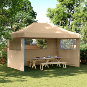 Party Tent Beige and Blue Oxford fabric with PVC coatin...