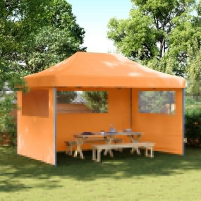 Party Tent Orange, Blue Oxford Fabric, Powder-Coated St...