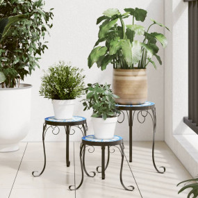 Plant Stand Set of 3 Blue and White Powder-coated iron ...