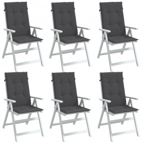 Highback Chair Cushion Set of 6 Melange Anthracite 100%...