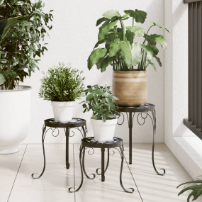 Plant Stand Set of 3 Black and White Powder-coated iron...