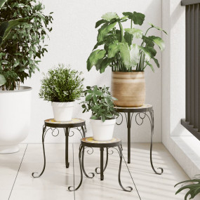 Plant Stand Set of 3 Terracotta and White