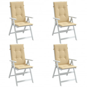 Highback Chair Cushion Set of 4 Melange Beige 100% Poly...