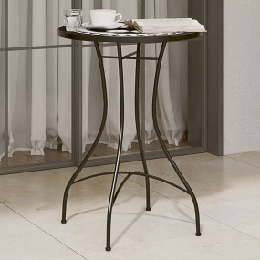 Mosaic Bistro Table Black and white Powder-coated iron,...