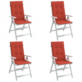Highback Chair Cushion Set of 4 Melange red 100% Polyes...