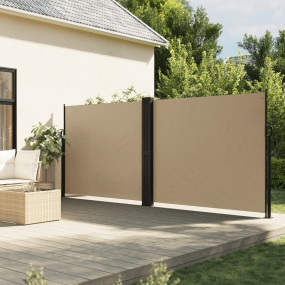 Retractable Side Awning Beige Polyester with PU coating...