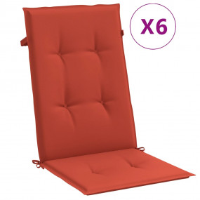 Highback Chair Cushion Set of 6 Melange red 100% polyes...