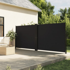Retractable Side Awning Black 100% polyester with a PU ...