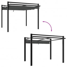 Garden Gazebo Anthracite Aluminum 10x10 ft Retractable ...