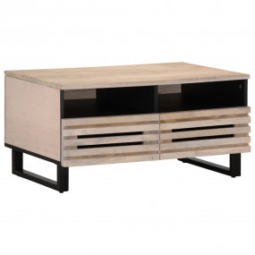 Coffee Table Bleached Wood Solid Mango Wood, Steel