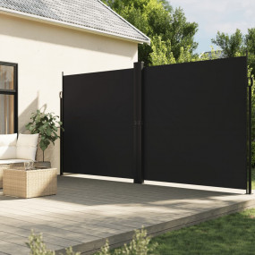 Retractable Side Awning Black 100% polyester with a PU ...