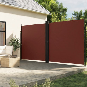 Retractable Side Awning Brown 100% polyester with PU co...