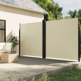 Retractable Side Awning Cream Polyester with PU Coating