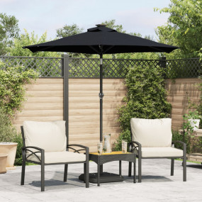 Garden Parasol Black Polyester, Steel Large Tiltable