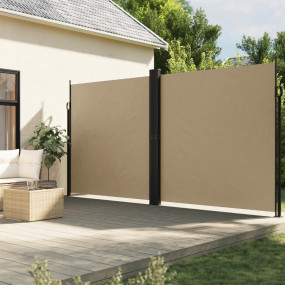 Retractable Side Awning Beige Polyester 86.6 x 236.2 in