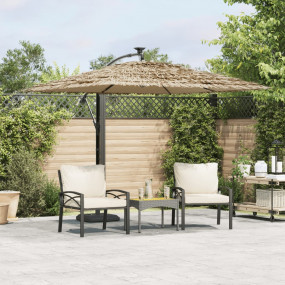 Garden Parasol Brown Polyester Large Adjustable Armrest...