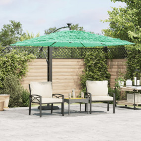 Garden Parasol Green, Straw Polyester, Steel, Straw Lar...