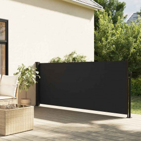 Retractable Side Awning Black Polyester 46.1x118.1 in R...