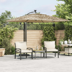 Garden Parasol Brown Polyester Large Collapsible Garden...