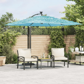 Garden Parasol Blue Polyester, Steel, Straw Large