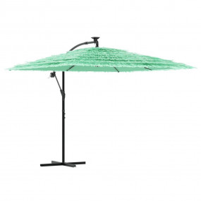 Garden Parasol Green Polyester, Steel, Straw Leaves Lar...
