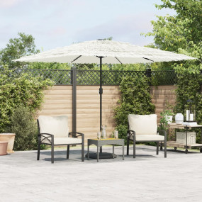 Garden Parasol White Polyester Large Height-Adjustable