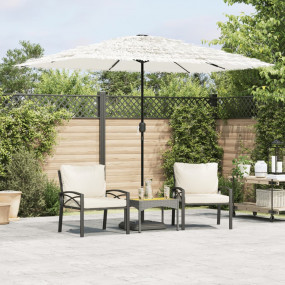 Garden Parasol White Polyester Large Tiltable Garden Pa...