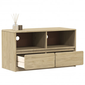 TV Cabinet Oak Solid Pine Wood Medium TV Cabinet Rectan...