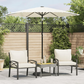 Garden Parasol White Polyester Large Foldable Garden Pa...
