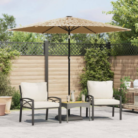 Garden Parasol Brown Polyester Large Foldable Parasol R...